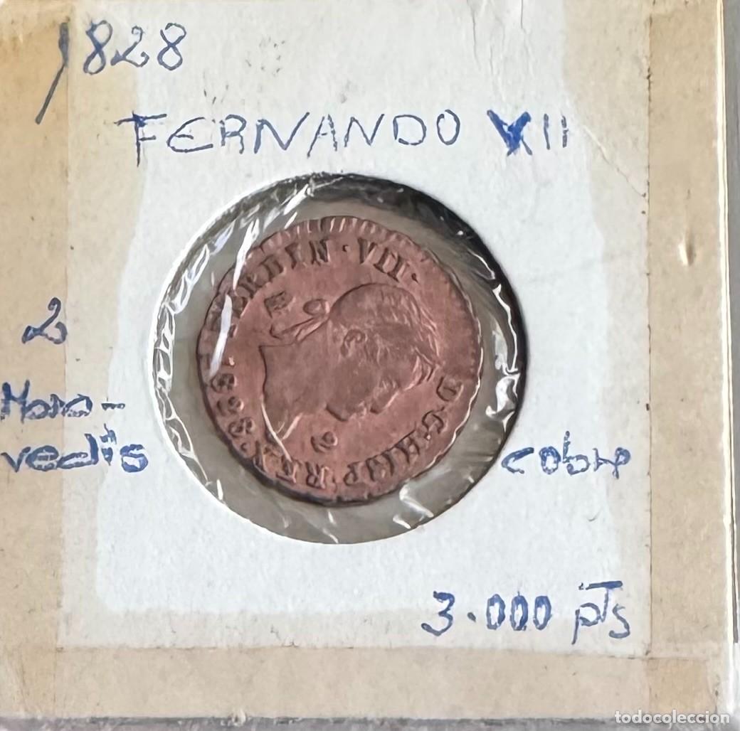 Monedas de Espa&ntilde;a: 2 MARAVED&Iacute;S - FERNANDO VII - 1828 - SEGOVIA - COBRE