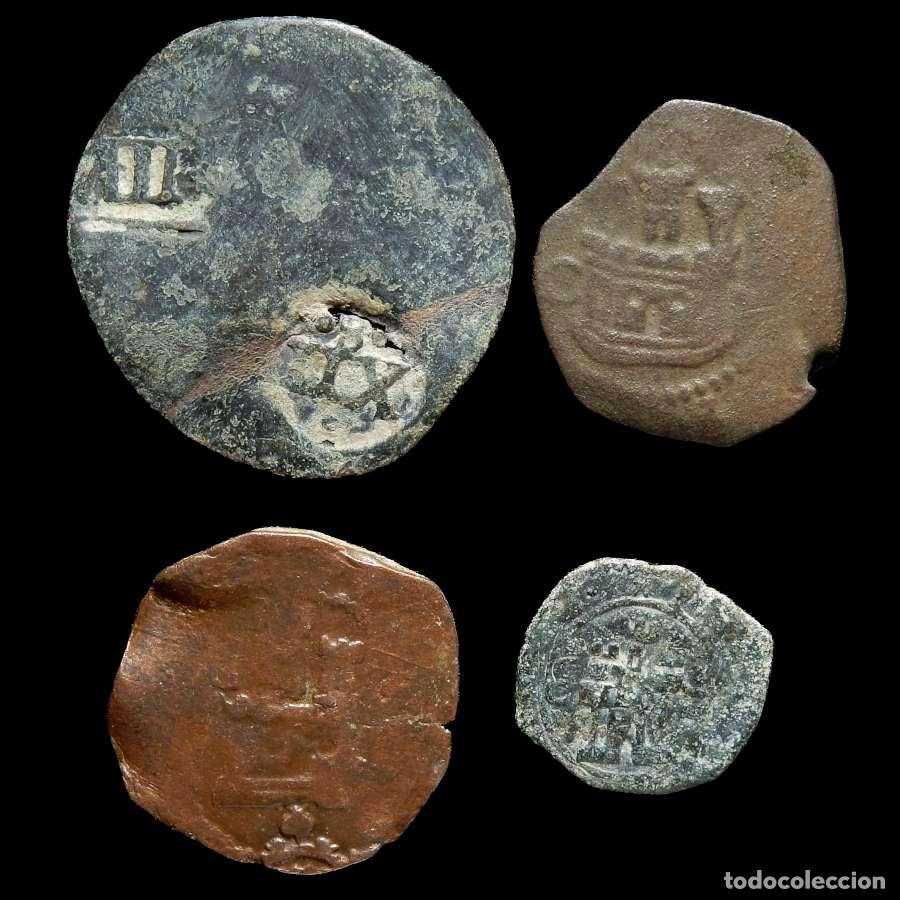 Monedas de Espa&ntilde;a: Lote de 4 monedas de los Austrias. Variados 443-F