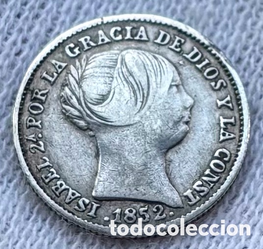 M&uuml;nzen von Spanien: Moneda PLATA 1 Real 1852 Sevilla. ISABEL II