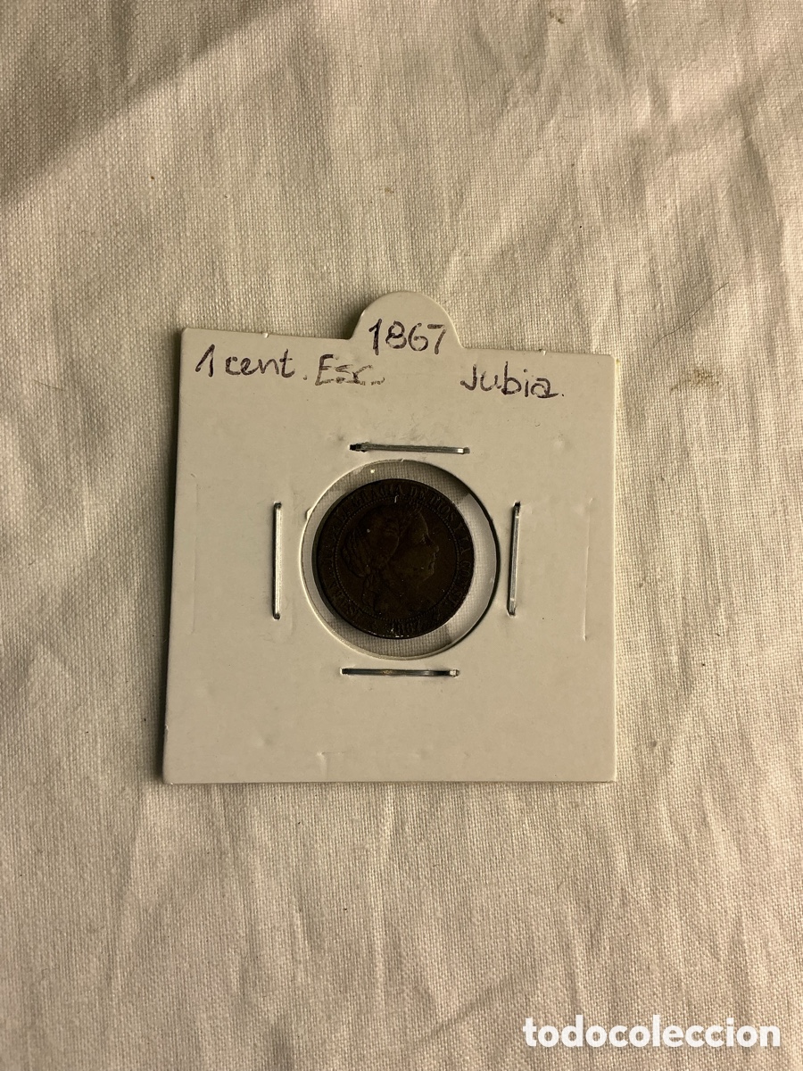 Monedas de Espa&ntilde;a: Isabel II &mdash; 1 c&eacute;ntimo de escudo &mdash; Jubia