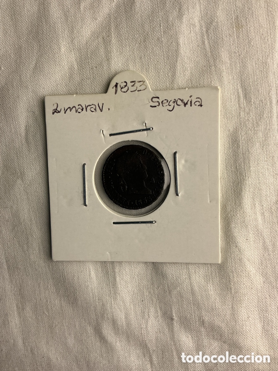Monedas de Espa&ntilde;a: Fernando VII &mdash; 2 maraved&iacute;s de 1833, Segovia - Foto 1