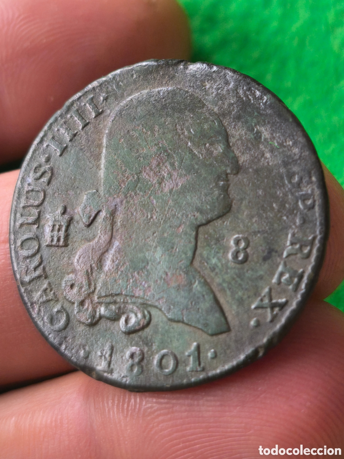 Monedas de Espa&ntilde;a: Carlos IV 1801 8 maravedis Segovia