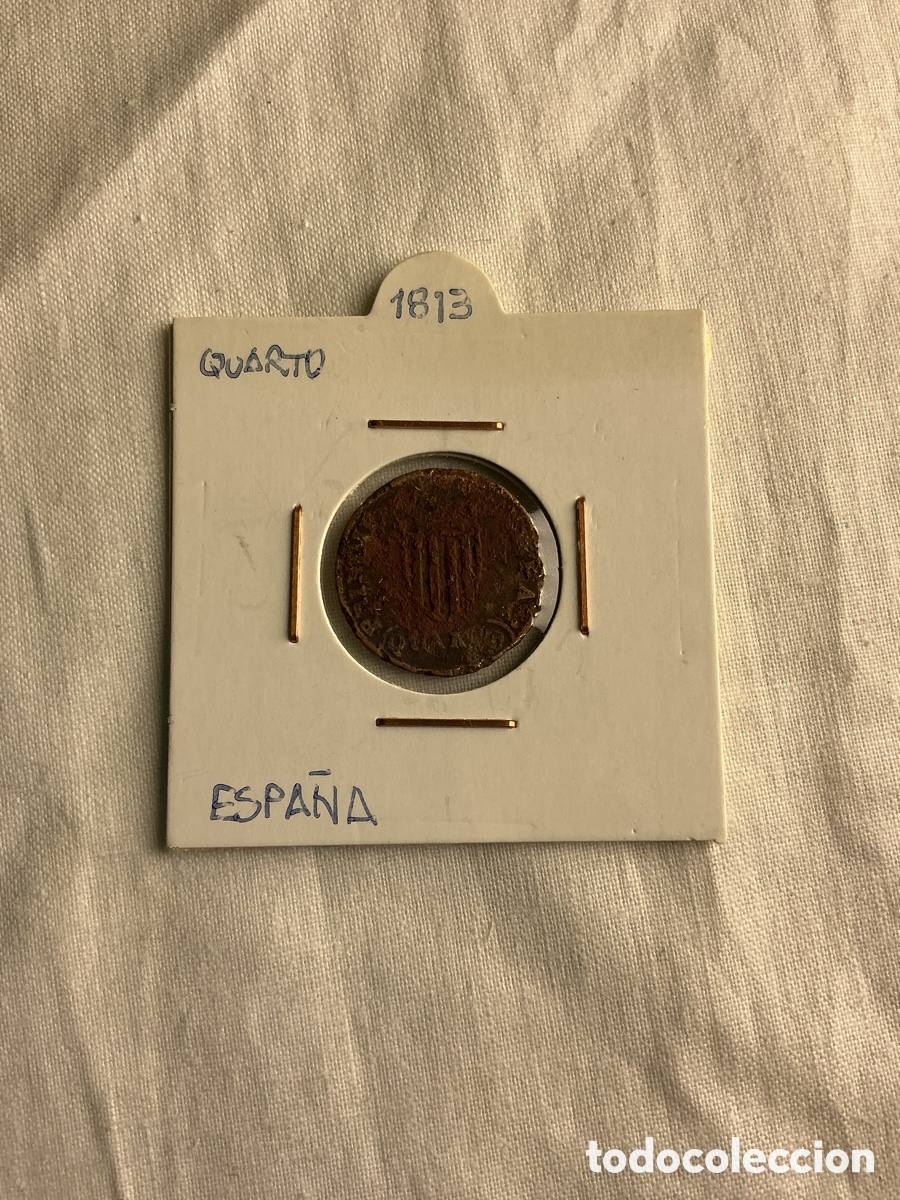 Monedas de Espa&ntilde;a: Fernando VII &mdash; 1 quarto de cobre &mdash; Catalu&ntilde;a &mdash; 1813 seg&uacute;n cart&oacute;n