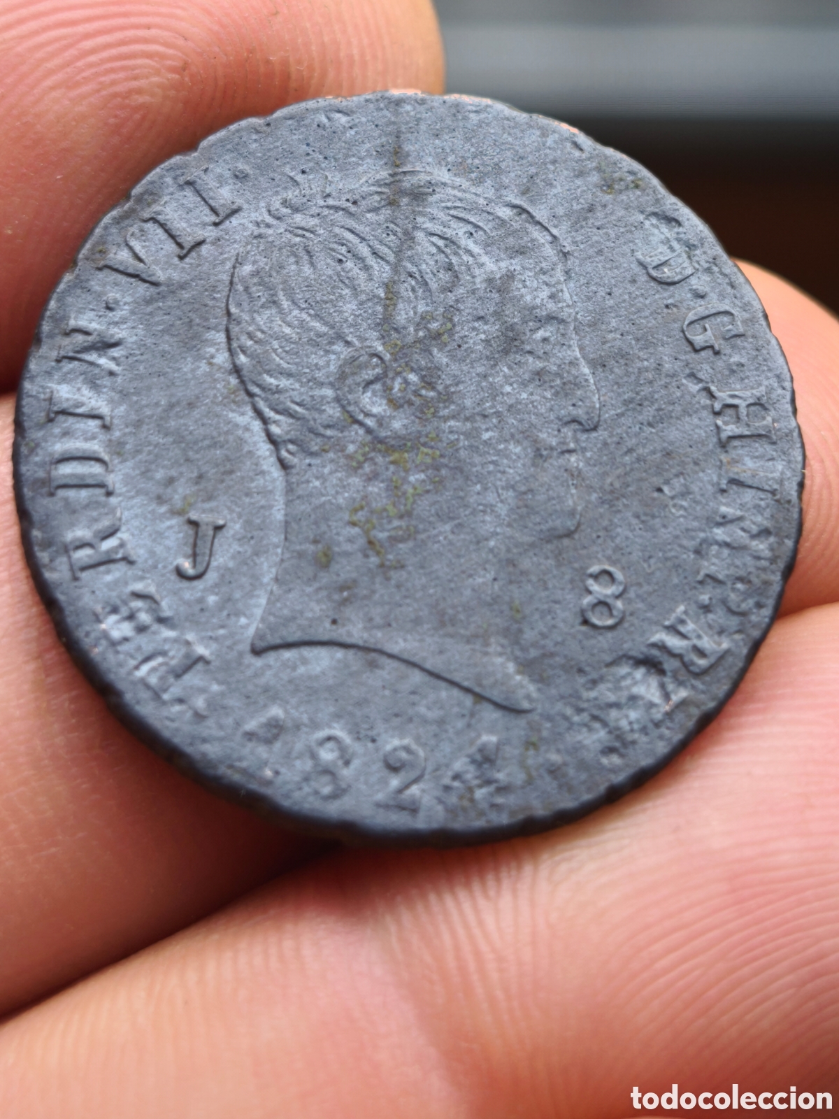 Monedas de Espa&ntilde;a: Fernando VII 1824 JUBIA 8 maravedis