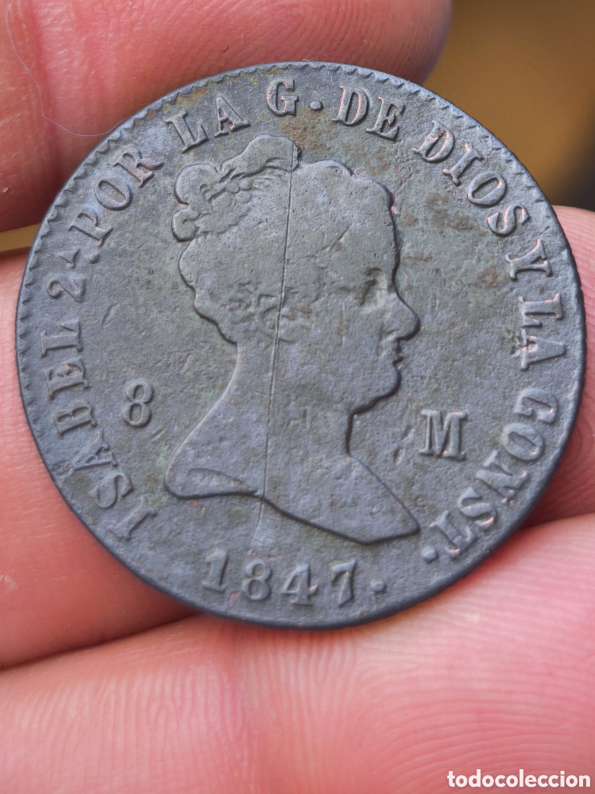 Monedas de Espa&ntilde;a: Isabel II 1847 8 maravedis JUBIA