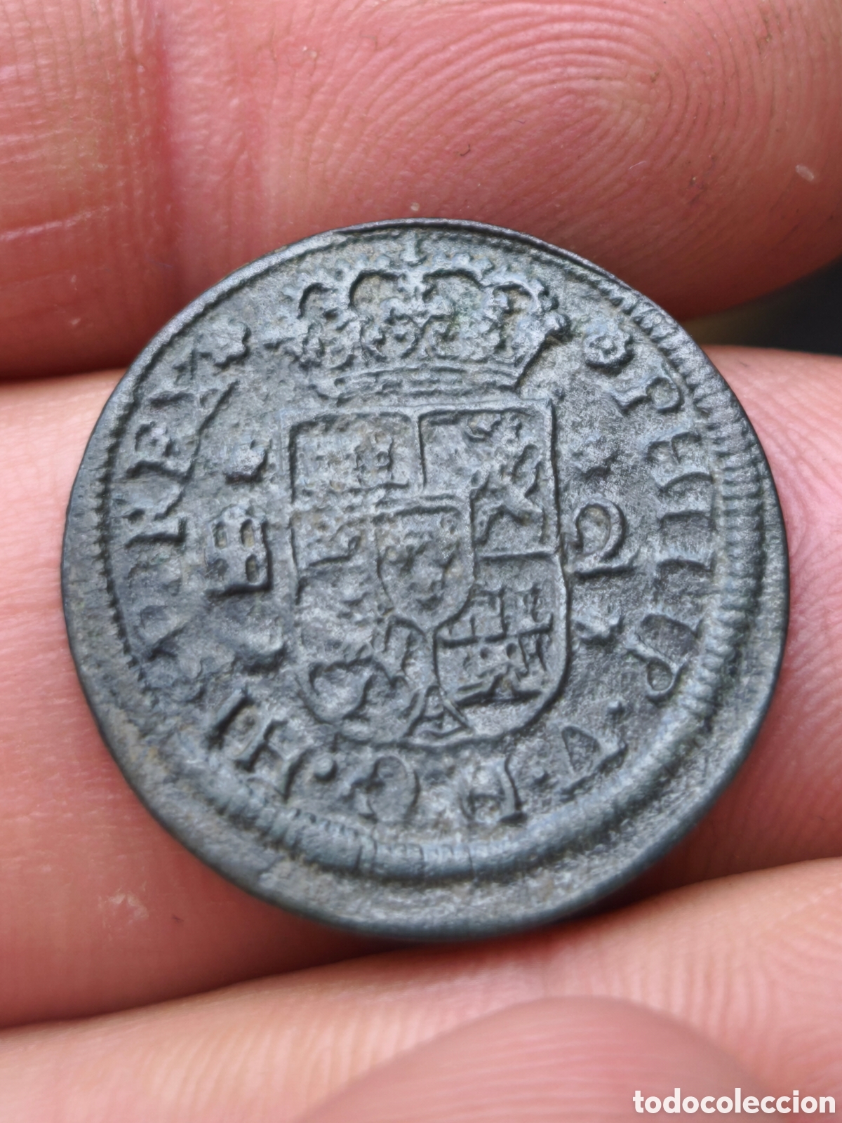 Monedas de Espa&ntilde;a: Felipe V 1744 Segovia 2 maravedis - Foto 2