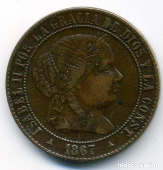 Monedas de Espa&ntilde;a: XS- ISABEL II - 2,50 C&eacute;ntimos de Escudo 1867 SEGOVIA