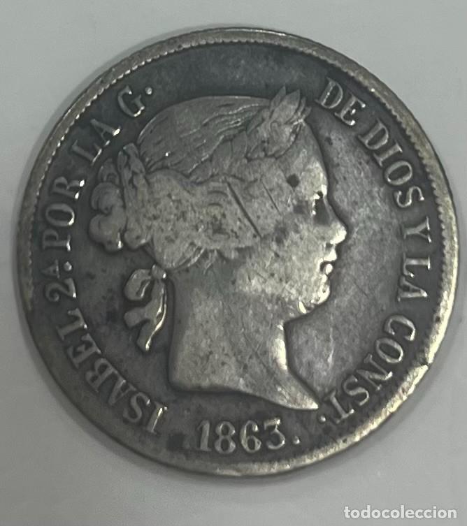 Monedas de Espa&ntilde;a: ESPA&Ntilde;A, A&Ntilde;O 1863, ISABEL II, 4REALES DE PLATA, MADRID, PESO 5GR