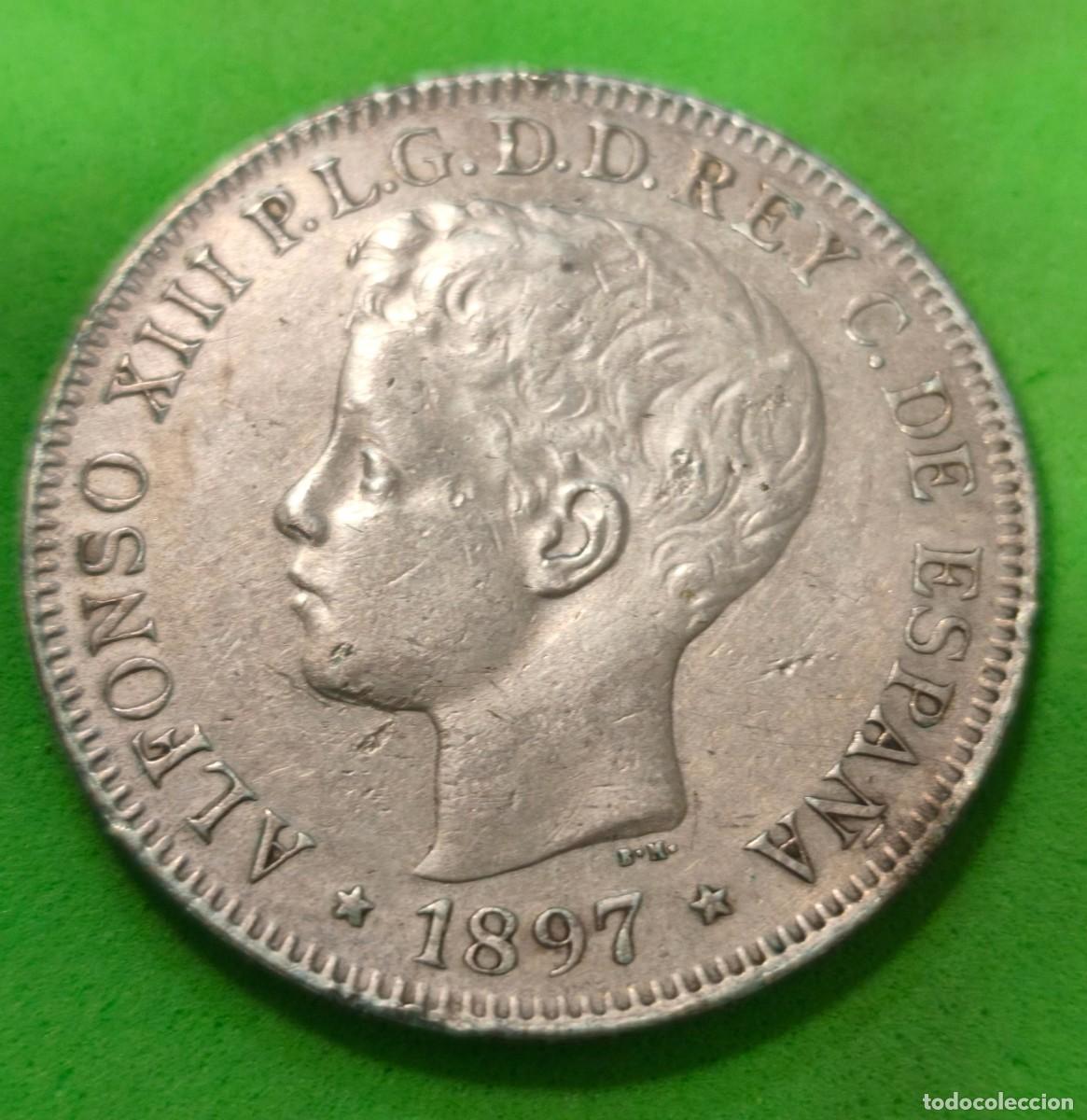 Coins of Spain: ESPA&Ntilde;A. A&Ntilde;O 1897. ALFONSO XIII. 1PESO PLATA MANILA. PESO 25,00 GR