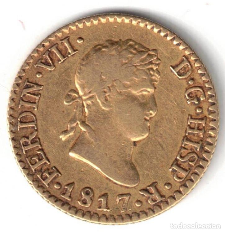 M&uuml;nzen von Spanien: ESPA&Ntilde;A MONEDA 1/2 ESCUDO FERNANDO VII 1817 GJ MADRID - ORO