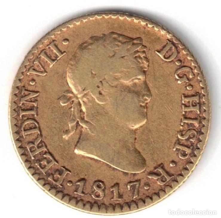 M&uuml;nzen von Spanien: ESPA&Ntilde;A MONEDA 1/2 ESCUDO FERNANDO VII 1817 GJ MADRID - ORO