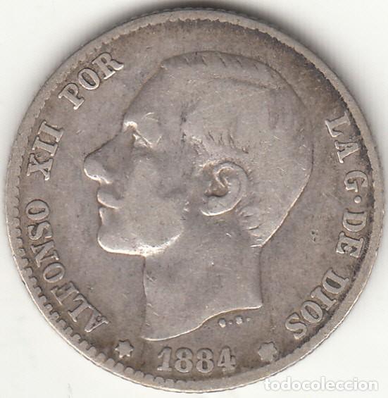 Monedas de Espa&ntilde;a: ALFONSO XIII: 1 PESETA 1884 MSM / PLATA - ESCASA - RARA