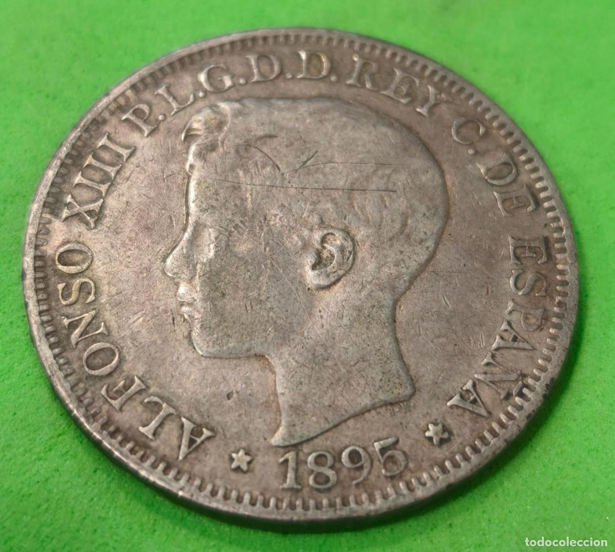 Monedas de Espa&ntilde;a: ESPA&Ntilde;A. A&Ntilde;O 1895. ALFONSO XIII. 1 PESO PLATA PUERTO RICO P.G.V. PESO 24,8 GR