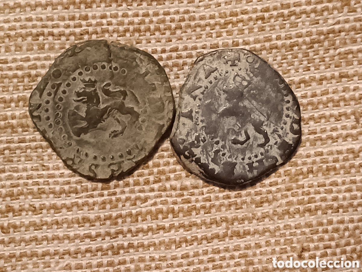Monedas de Espa&ntilde;a: 2 monedas de 2 monedas Maraved&iacute;s Felipe II