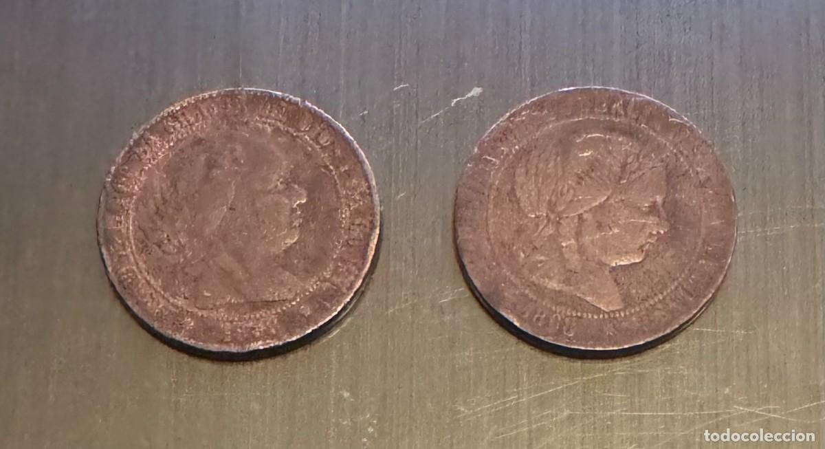 Monedas de Espa&ntilde;a: LOTE 2 MONEDAS - 2,5 C&Eacute;NTIMOS DE ESCUDO - 1868 - ISABEL II - CECA BARCELONA (8 PUNTAS)