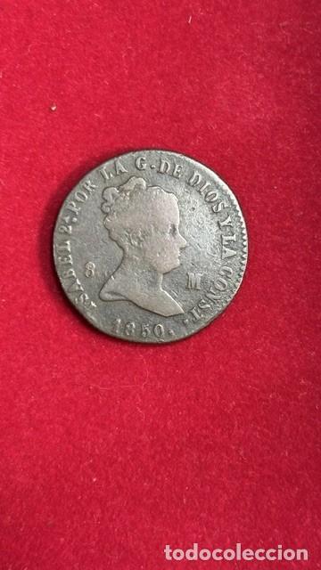 Monedas de Espa&ntilde;a: 8 maravedis Isabel II, Jubia, 1850 AC 117