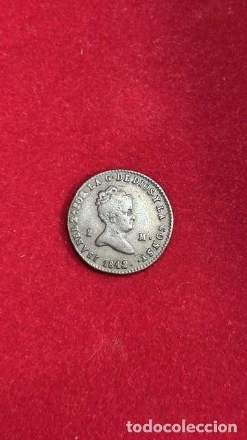 Monedas de Espa&ntilde;a: 2 maravedis Isabel II, Segovia, 1842 AC 54 MBC
