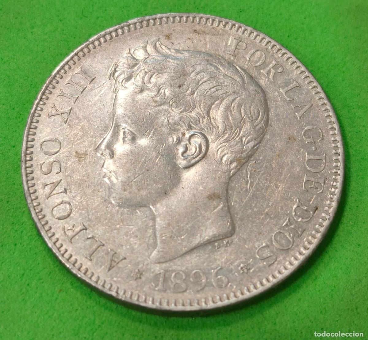 Monedas de Espa&ntilde;a: ESPA&Ntilde;A. A&Ntilde;O 1896. ALFONSO XIII. 5 PTAS PLATA P.G.V. PESO 25,00 GR