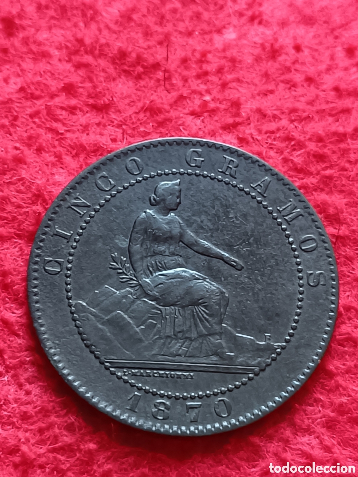 Monedas de Espa&ntilde;a: 5 C&eacute;ntimos Gobierno Provisional 1870 - Foto 2