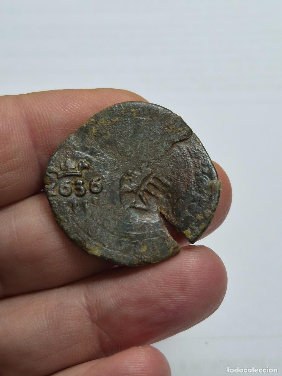 Monedas de Espa&ntilde;a: NT/ FELIPE IV RESELLO XII MARAVEDIES 1636 SOBRE 4 MARAVEDIES RRCC (E1485)