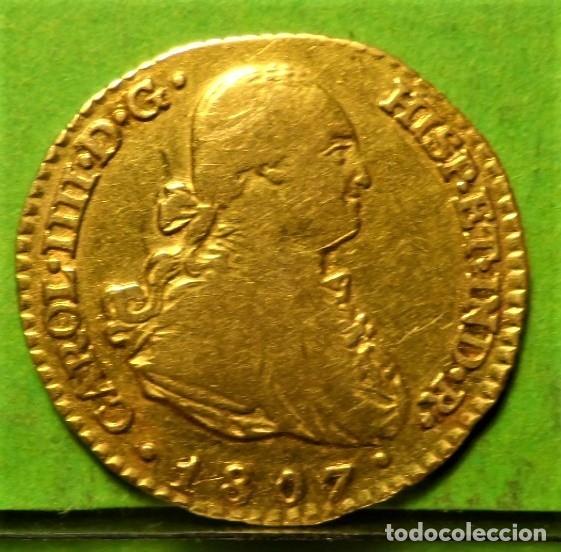 Monedas de Espa&ntilde;a: CARLOS IV, 1 escudo, 1807, MADRID -FA, A.C.-1120, Au, 3,4 grs, Escasa