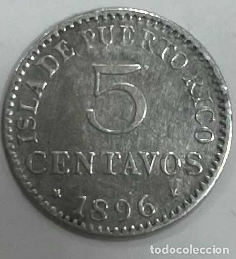 Monedas de Espa&ntilde;a: ESPA&Ntilde;A , A&Ntilde;O 1896, ALFONOSOXIII , 5CENTAVOS DE PLATA , PUERTO RICO . PESO 1,22GR