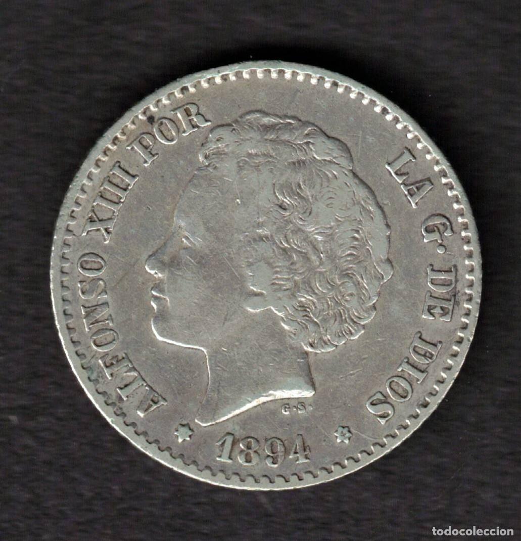 Monete da Spagna: ESPA&Ntilde;A MONEDA 50 CENTIMOS ALFONSO XIII 1894 * 4 PGV - PLATA