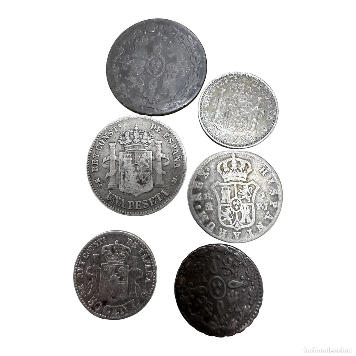 Monedas de Espa&ntilde;a: Interesante lote de 6 monedas Borbones y Centenario - Foto 2