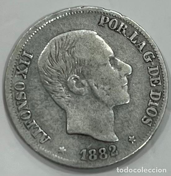Monedas de Espa&ntilde;a: ESPA&Ntilde;A, A&Ntilde;O 1882 , ALFONSO XII , 10 CENTAVOS DE PLATA MANILA , PESO 2,53 GR