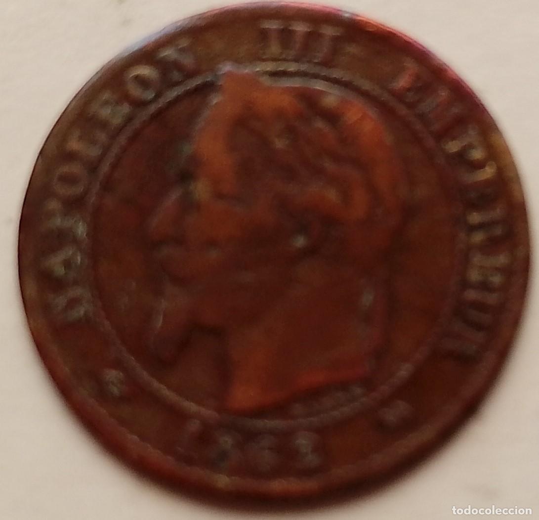Monedas de Espa&ntilde;a: (6) MONEDA DE 2 CENTIMOS DE NAPOLEON III 1862 - Foto 2