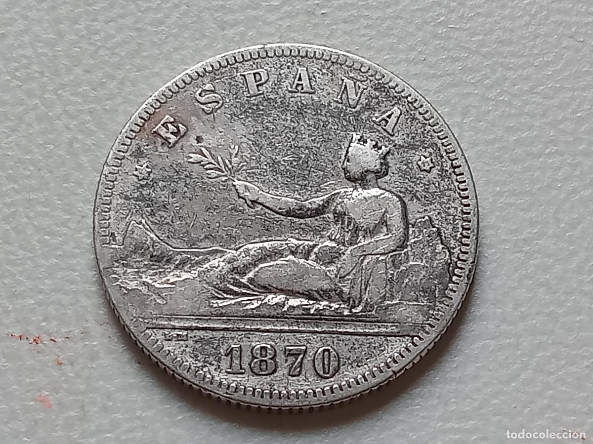 Monedas de Espa&ntilde;a: GOBIERNO PROVISIONAL 2 PESETAS PLATA 1870 *(XX-73) DEM BC+