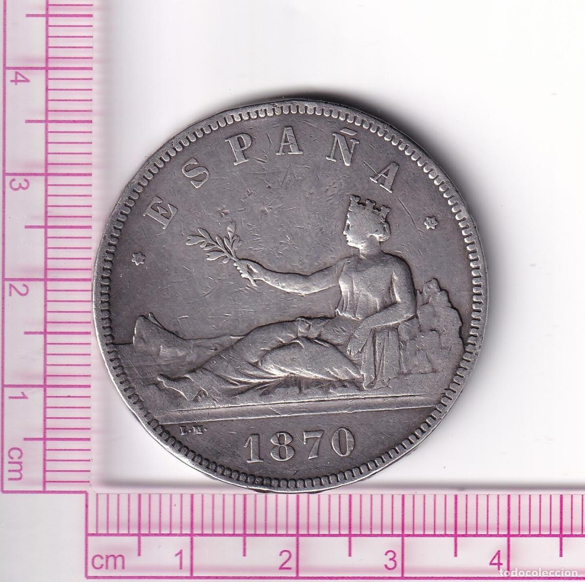Monedas de Espa&ntilde;a: CRF1890 MONEDA ESPA&Ntilde;A I REP&Uacute;BLICA 5 PESETAS 1870 *18*70 SNM