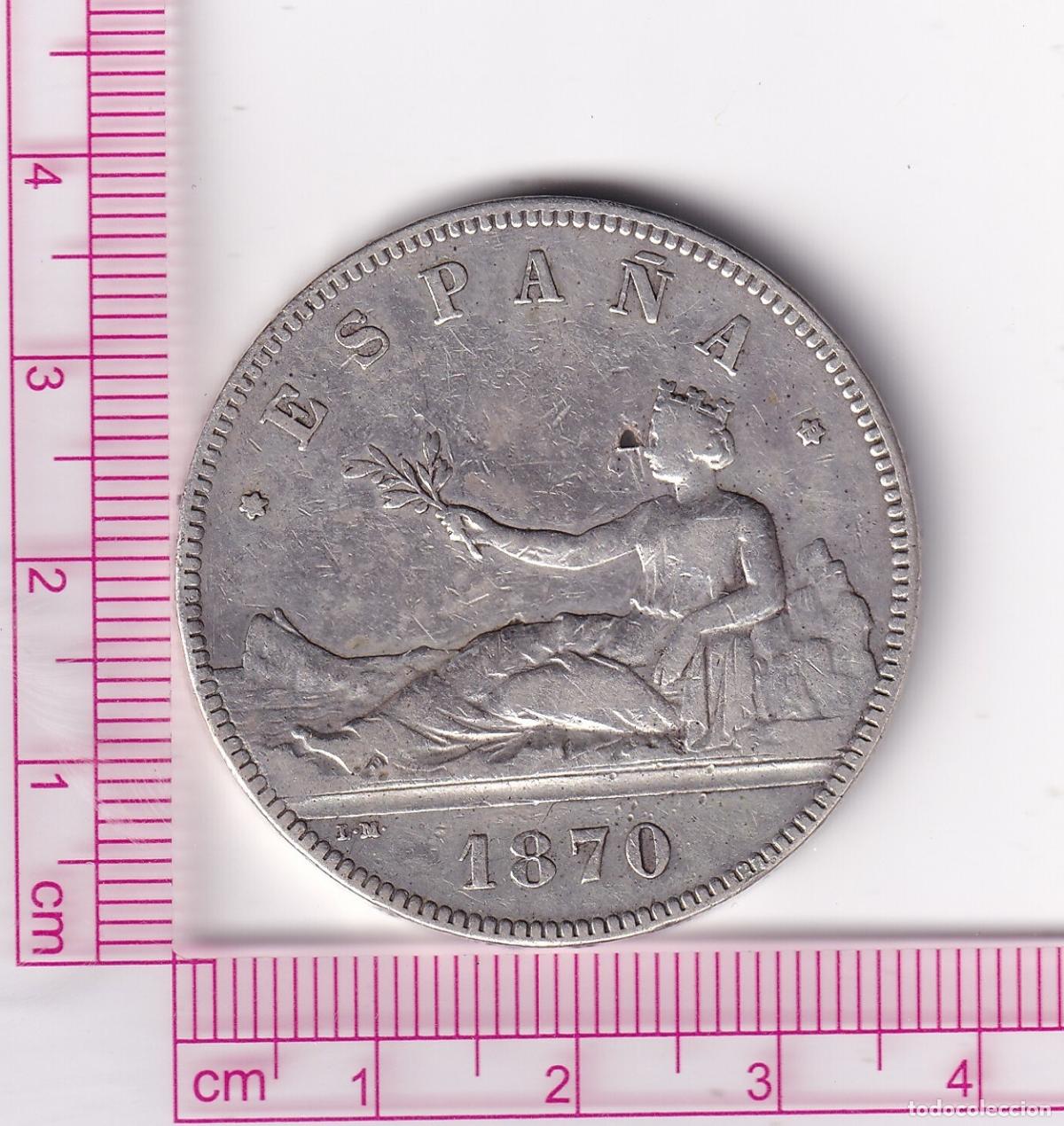 Monedas de Espa&ntilde;a: CRF1891 MONEDA ESPA&Ntilde;A I REP&Uacute;BLICA 5 PESETAS 1870 *- *70 SNM