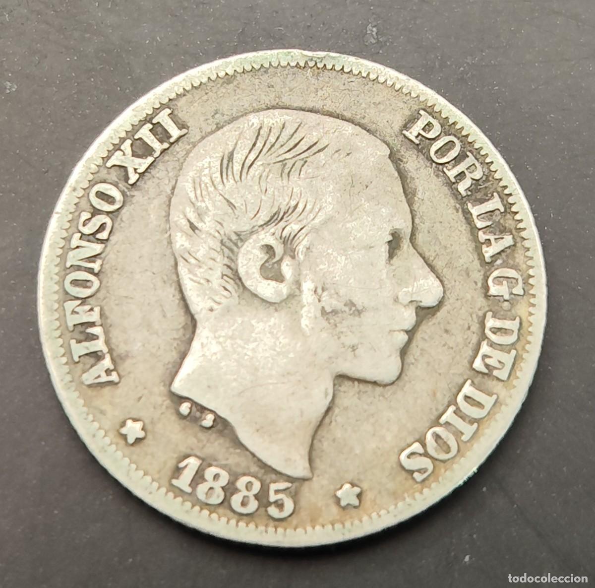 Monedas de Espa&ntilde;a: ESPA&Ntilde;A A&Ntilde;O 1885 ALFONSO XII 10 CENTAVOS PLATA &rdquo; MANILLA &rdquo;