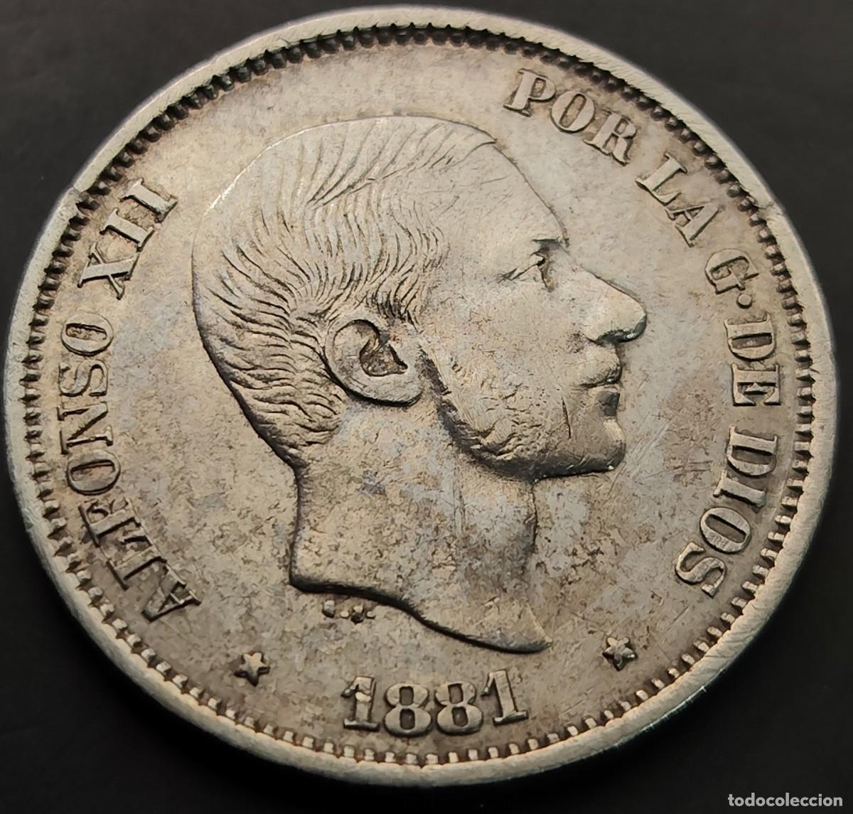 Monedas de Espa&ntilde;a: ESPA&Ntilde;A. A&Ntilde;O 1881. ALFONSO XII 50 CENTAVOS PLATA MANILA. PESO 12,7 GR