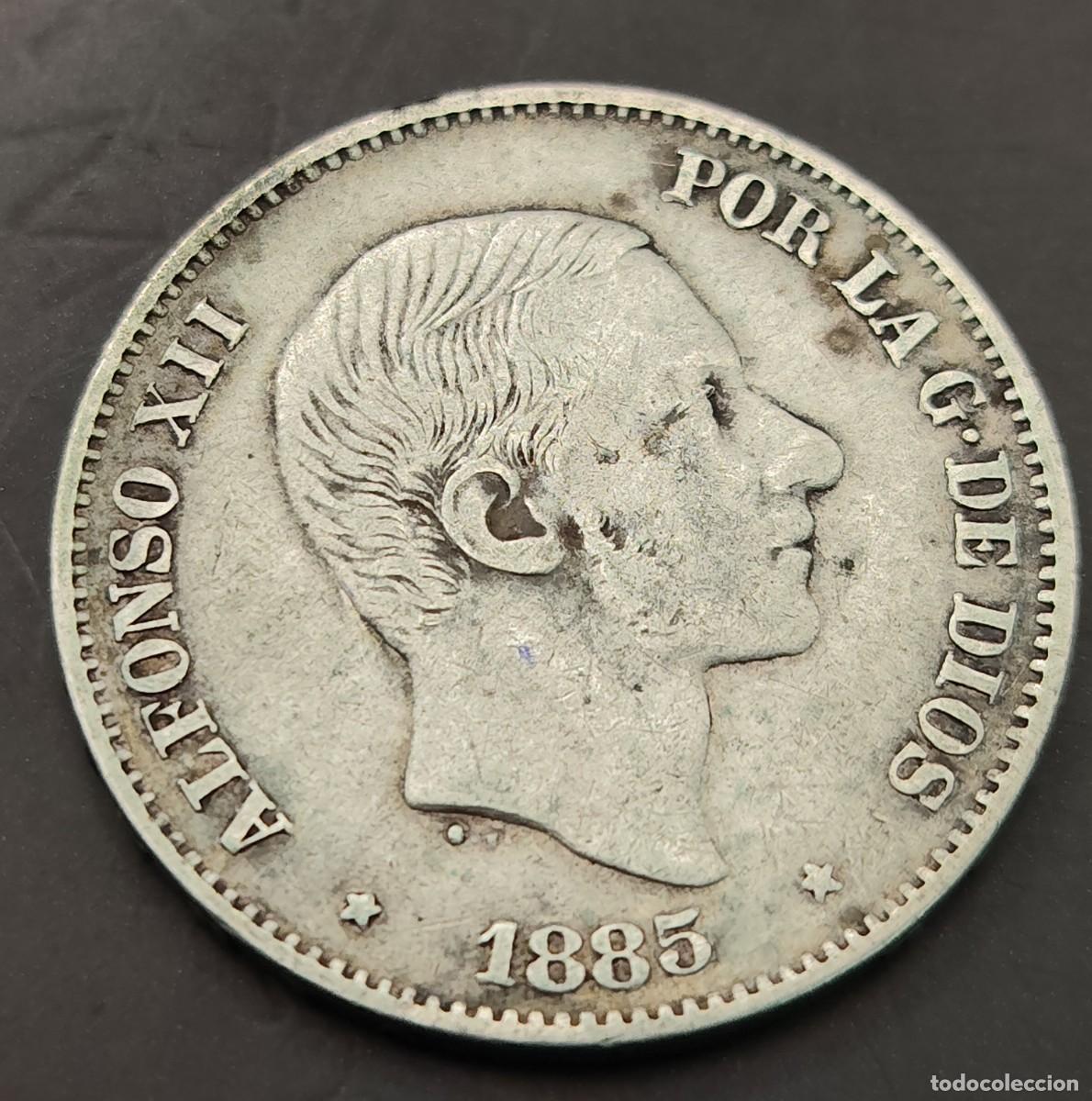 Monedas de Espa&ntilde;a: ESPA&Ntilde;A A&Ntilde;O 1885 ALFONSO XII 50 CENTAVOS PLATA MANILLA