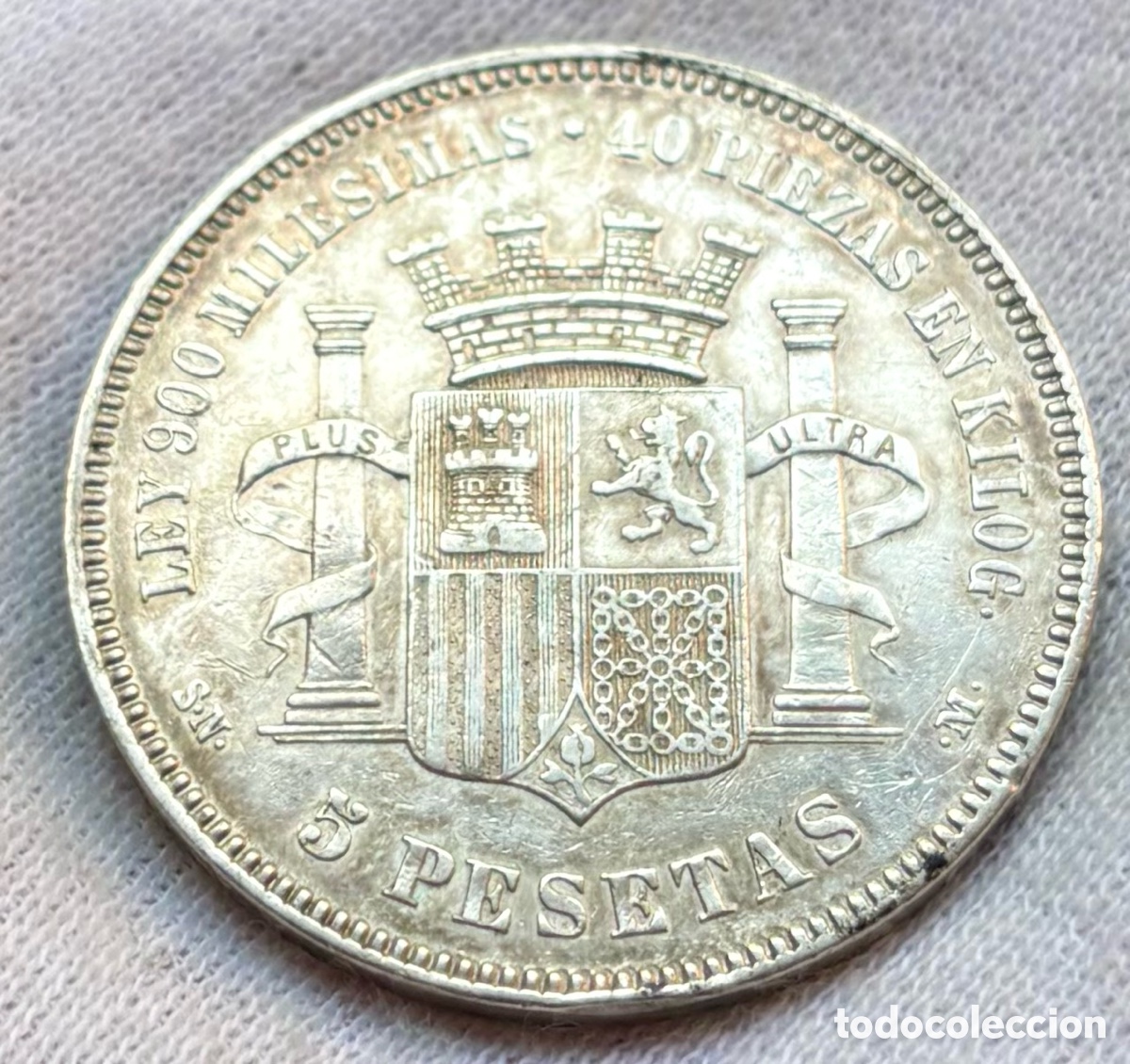 Monedas de Espa&ntilde;a: Moneda PLATA 5 Pesetas 1870 *(18-70) - Foto 2