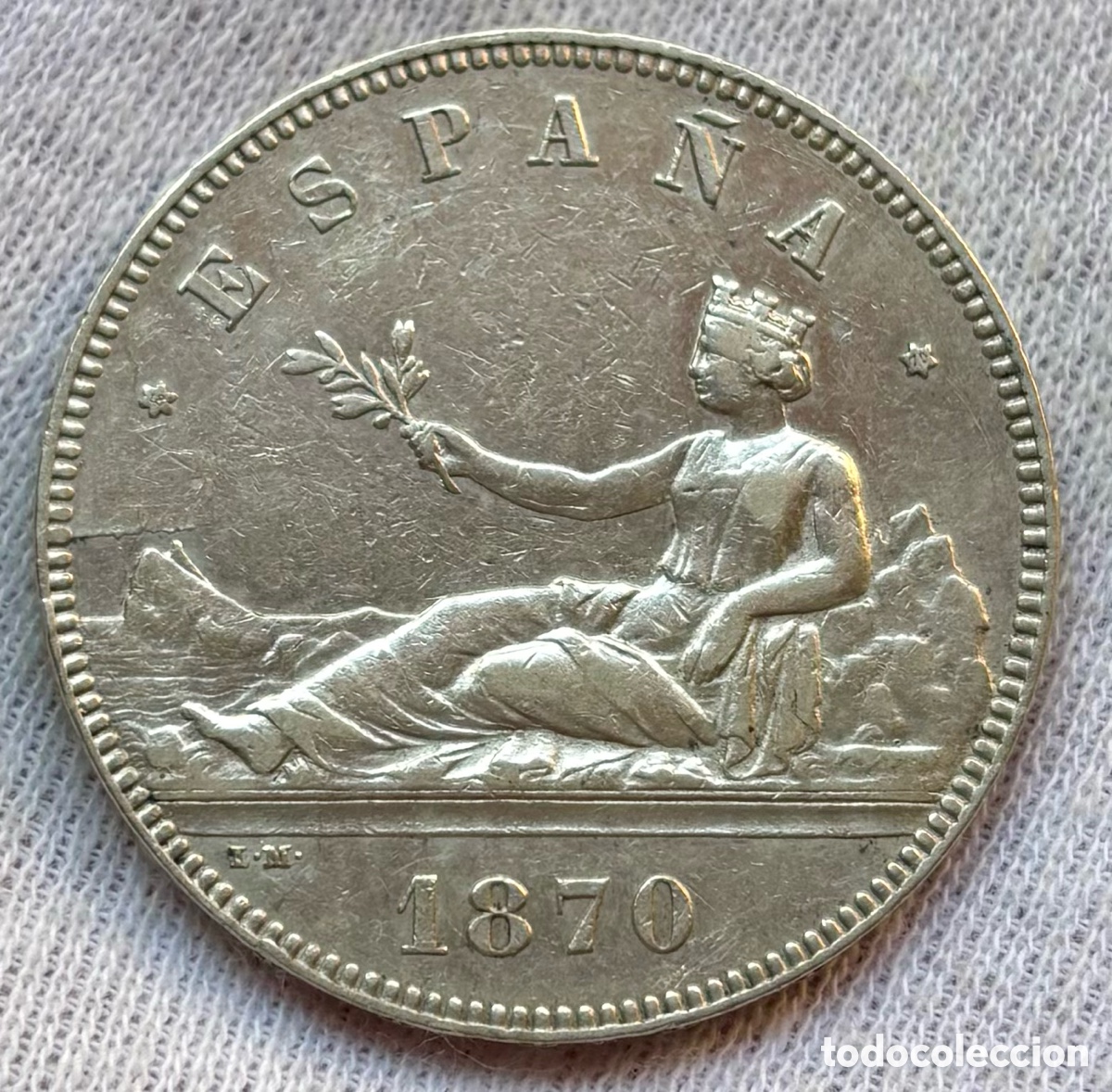 Monedas de Espa&ntilde;a: Moneda PLATA 5 Pesetas 1870 *(18-70) - Foto 3