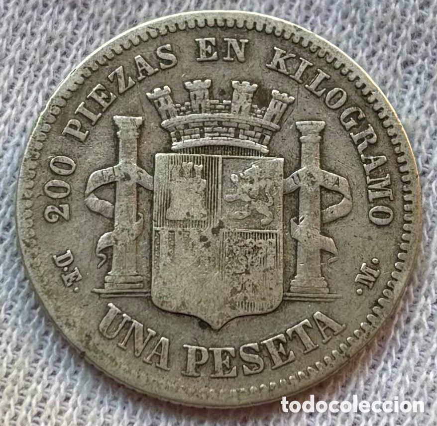 Monedas de Espa&ntilde;a: Moneda PLATA 1 Peseta 1870. Espa&ntilde;a - Foto 2