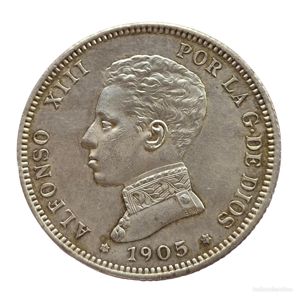 Monedas de Espa&ntilde;a: ESPA&Ntilde;A. ALFONSO XIII 2 PESETAS 1905 * (19-05) PRECIOSA. BRILLO ORIGINAL