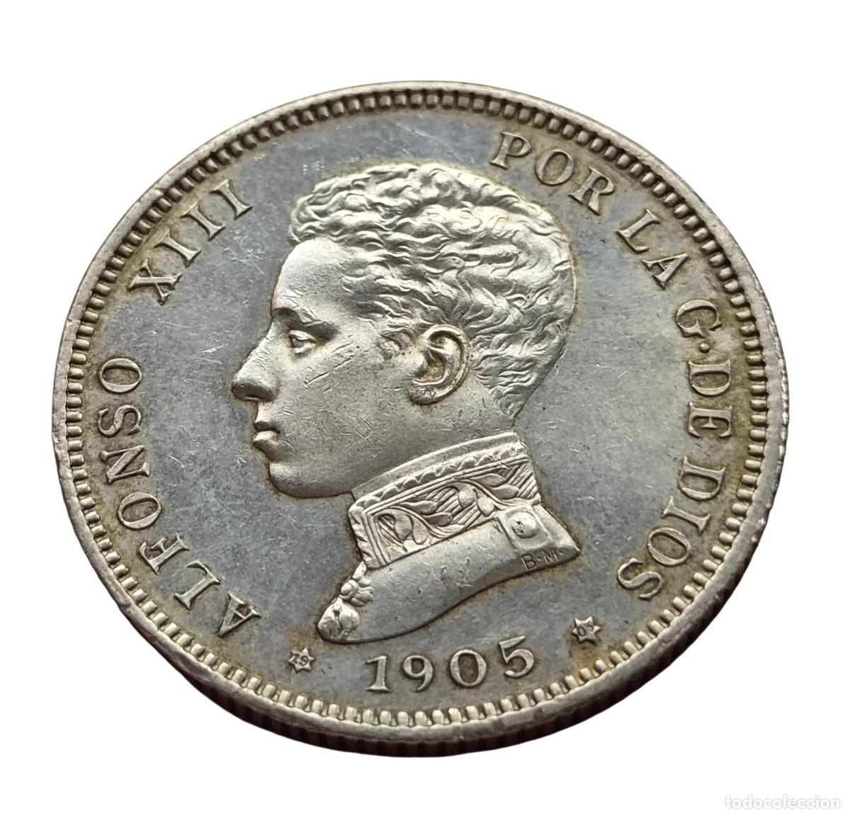 Monedas de Espa&ntilde;a: ESPA&Ntilde;A. ALFONSO XIII 2 PESETAS 1905 * (19-05) PRECIOSA. BRILLO ORIGINAL