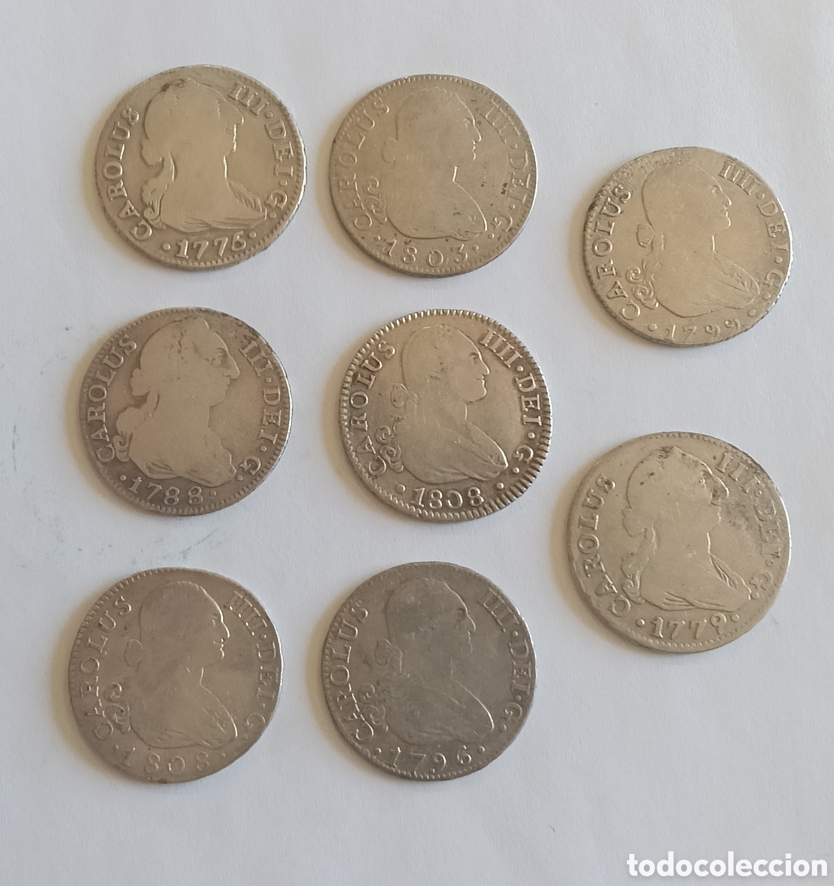 Monedas de Espa&ntilde;a: 8 Monedas de 2 Reales. Carolus III/IIII.