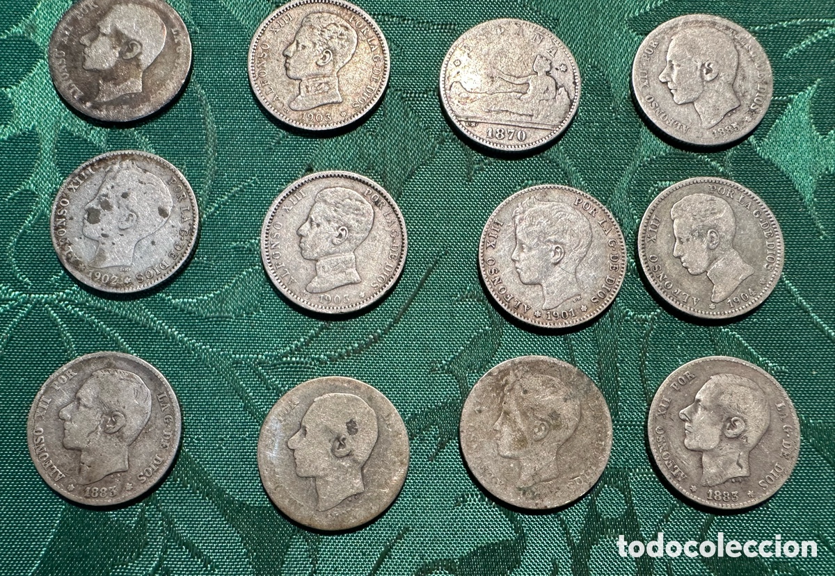 Monedas de Espa&ntilde;a: LOTE DE 20 MONEDAS DE 1 PESETA DE PLATA. - Foto 3