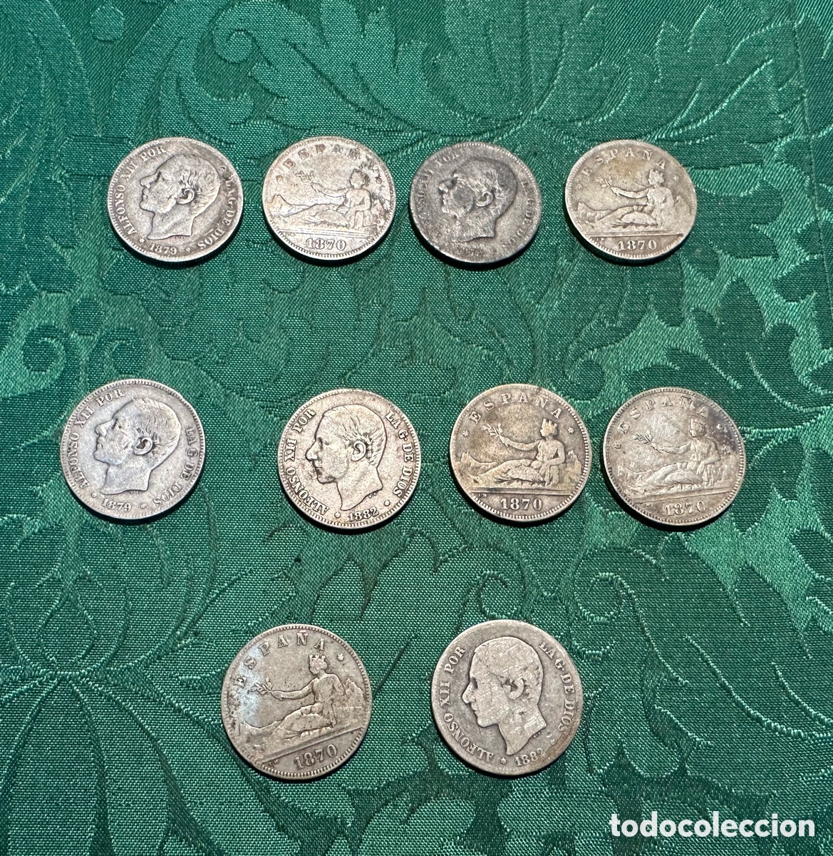 Monedas de Espa&ntilde;a: LOTE DIEZ MONEDAS DE DOS PESETAS EN PLATA ESPA&Ntilde;A . VARIOS A&Ntilde;OS.