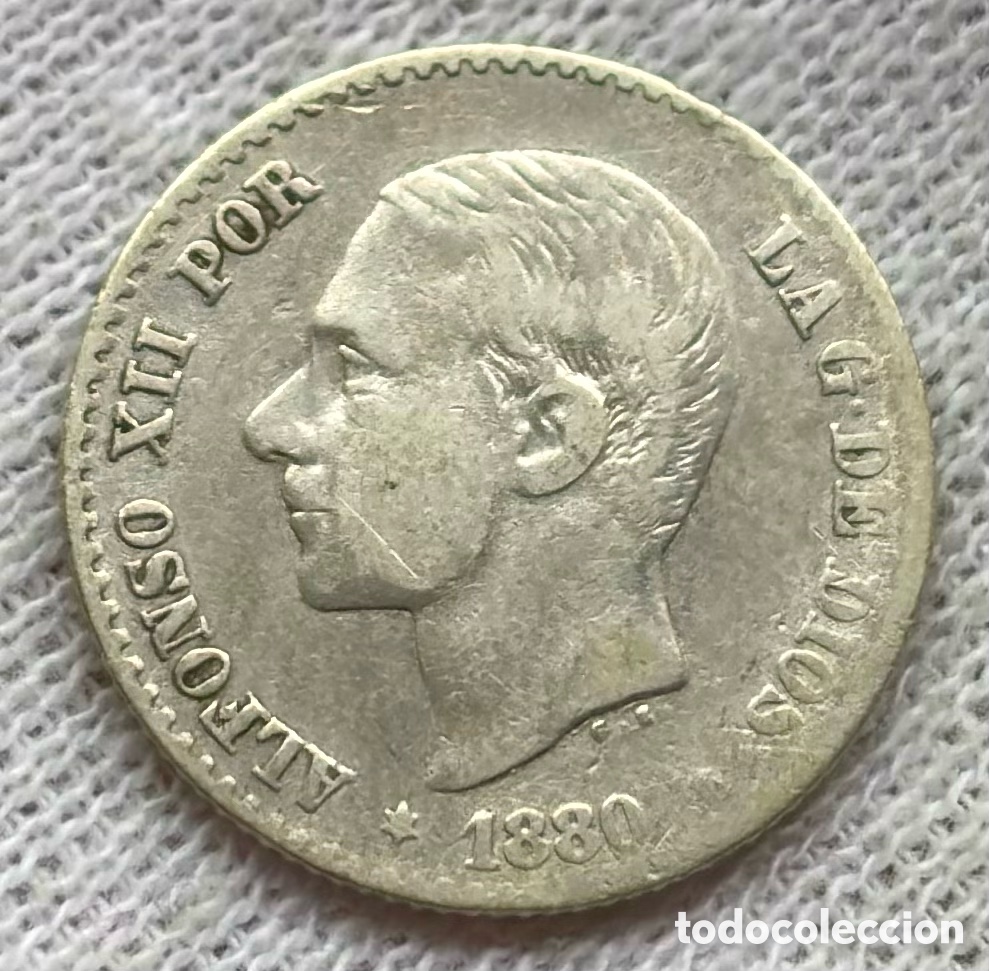 Monedas de Espa&ntilde;a: Moneda PLATA 50 C&eacute;ntimos 1880. ALFONSO XII