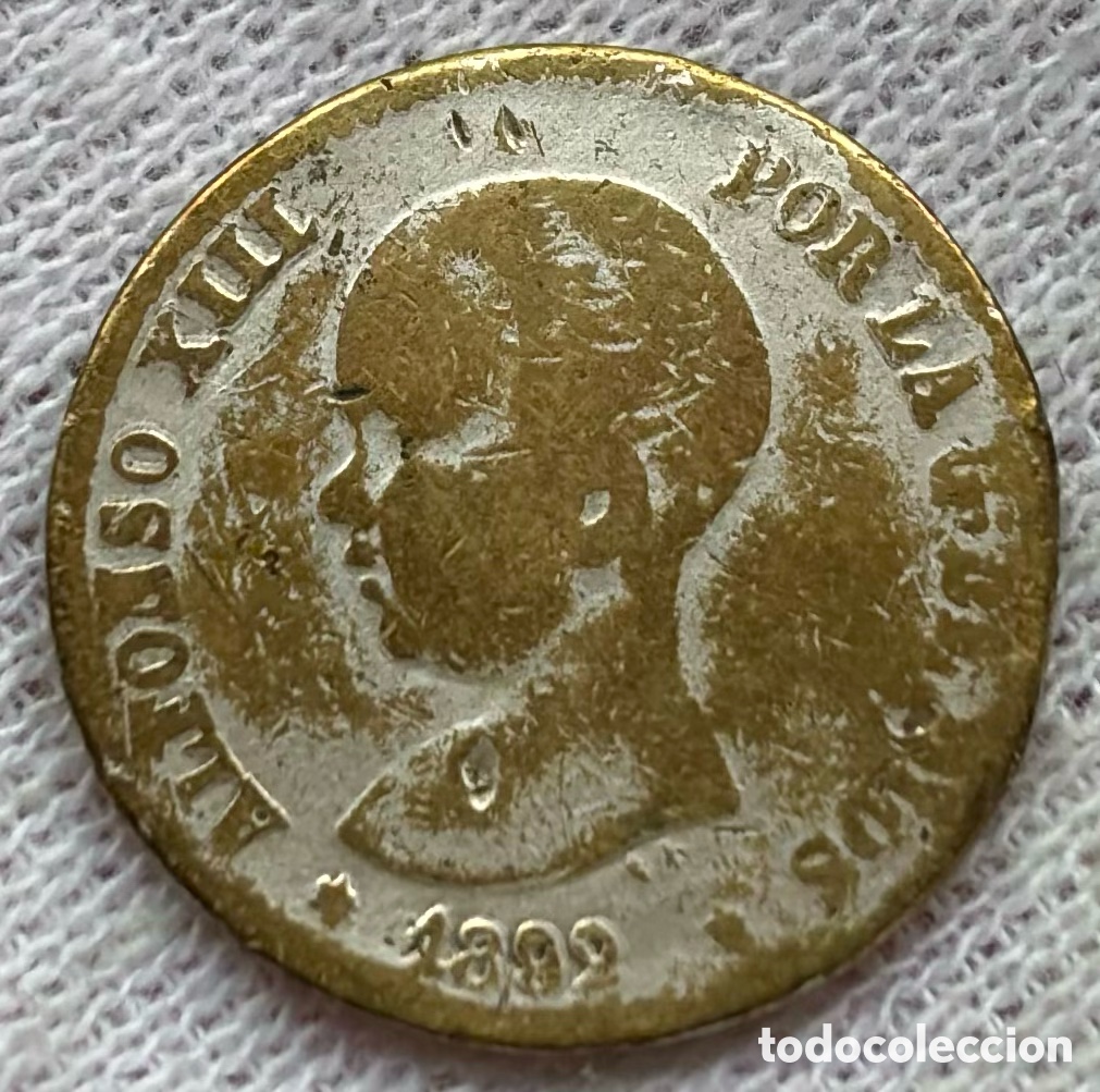 Monedas de Espa&ntilde;a: Moneda FALSA DE &Eacute;POCA 50 C&eacute;ntimos 1892 . ALFONSO XIII