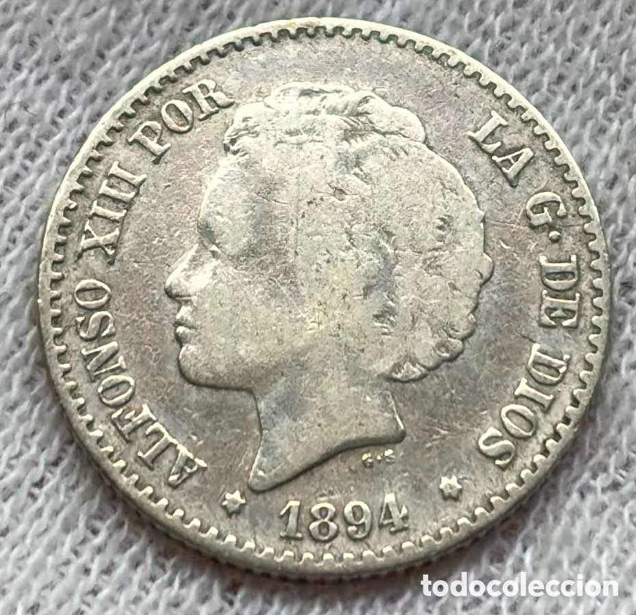 Monedas de Espa&ntilde;a: Moneda PLATA 50 Cenrimos 1894 *(9-4) ALFONSO XIII