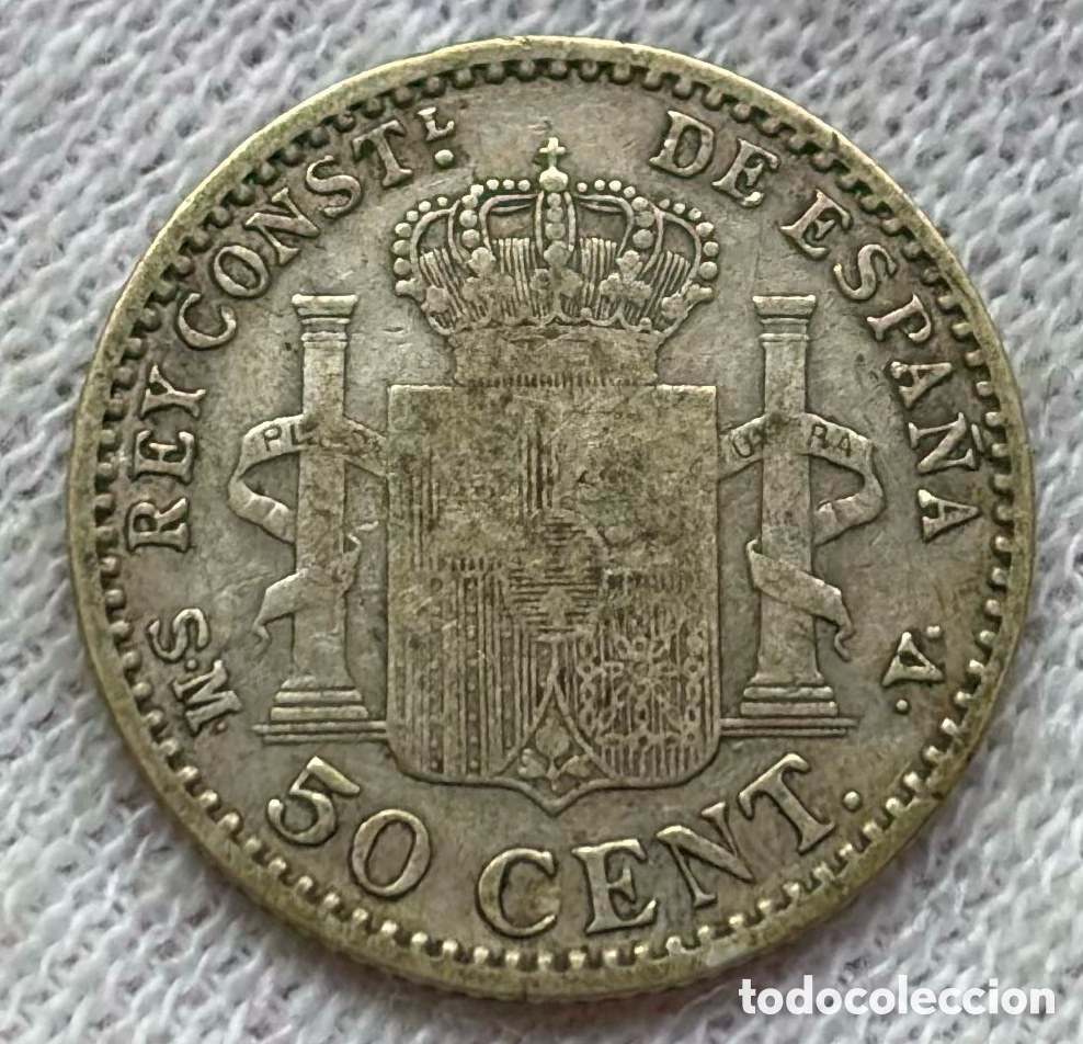 Monedas de Espa&ntilde;a: Moneda PLATA 50 C&eacute;ntimos 1900 . ALFONSO XIII - Foto 2