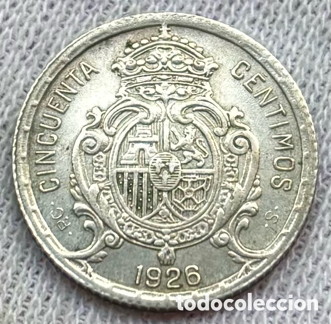 Monedas de Espa&ntilde;a: Moneda PLATA 50 C&eacute;ntimos 1926. ALFONSO XIII - Foto 2