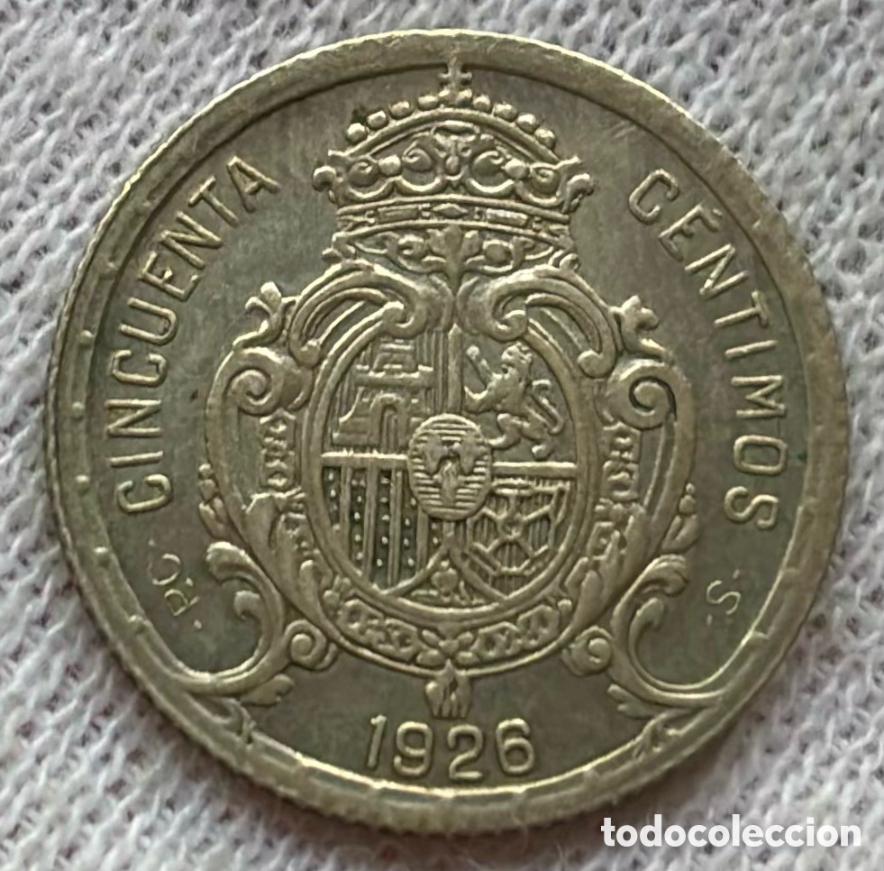 Monedas de Espa&ntilde;a: Moneda PLATA 50 C&eacute;ntimos 1926. ALFONSO XIII - Foto 4